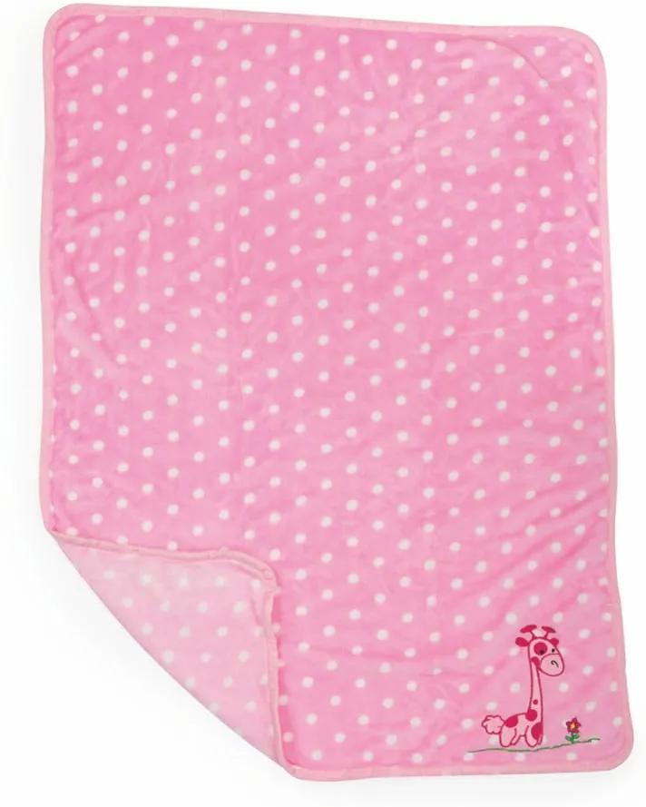 Pătură pentru copii Legler Giraffe, 100 x 80 cm, roz