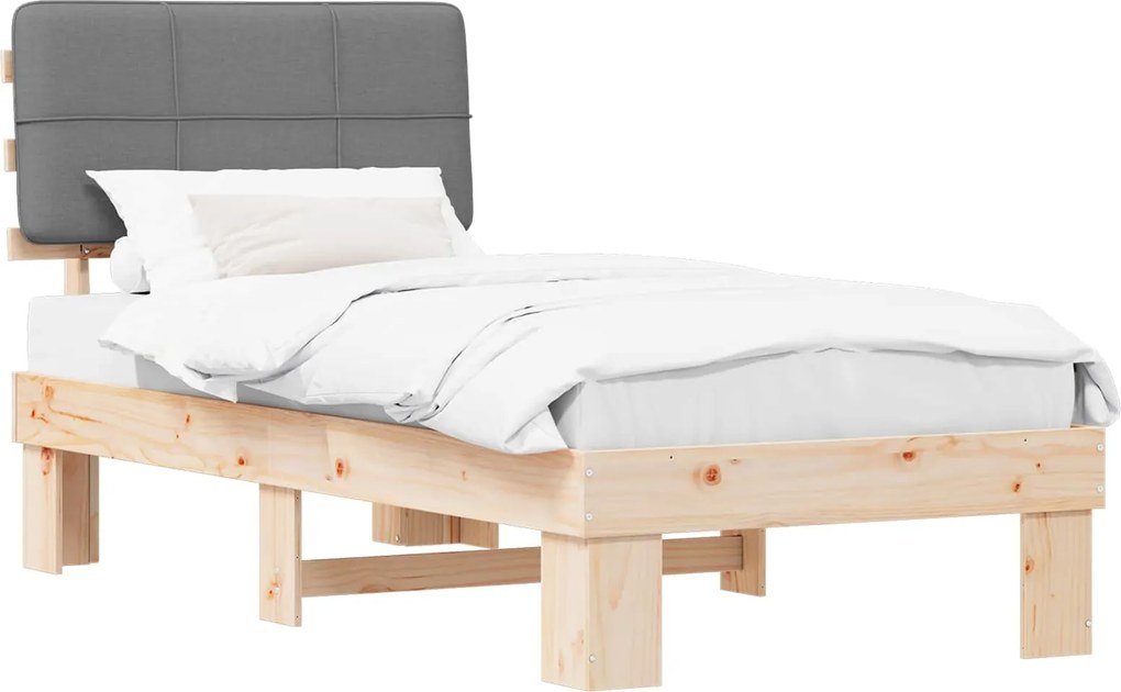 vidaXL Cadru de pat cu tăblie tapițată Gri deschis 100 x 200 cm