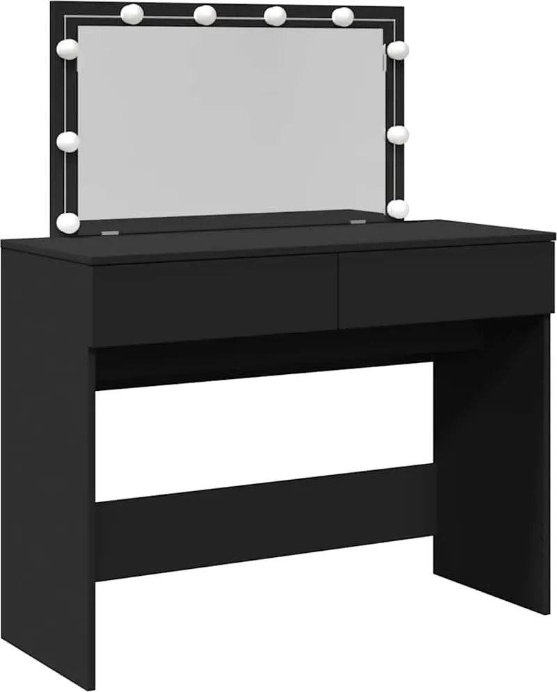 vidaXL Masă de toaletă cu LED, negru, 100x40x120 cm