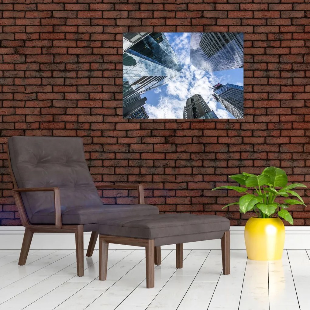 Tablou pe sticlă cu zgârie-norii (70x50 cm)