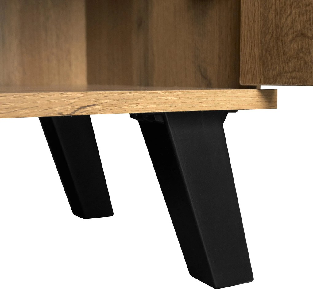 Dulap modern pentru pantofi cu 5 compartimente, model geometric cu aspect de lemn, pentru hol și zona de intrare, 80,5x35x109,5 cm, Culoare naturală