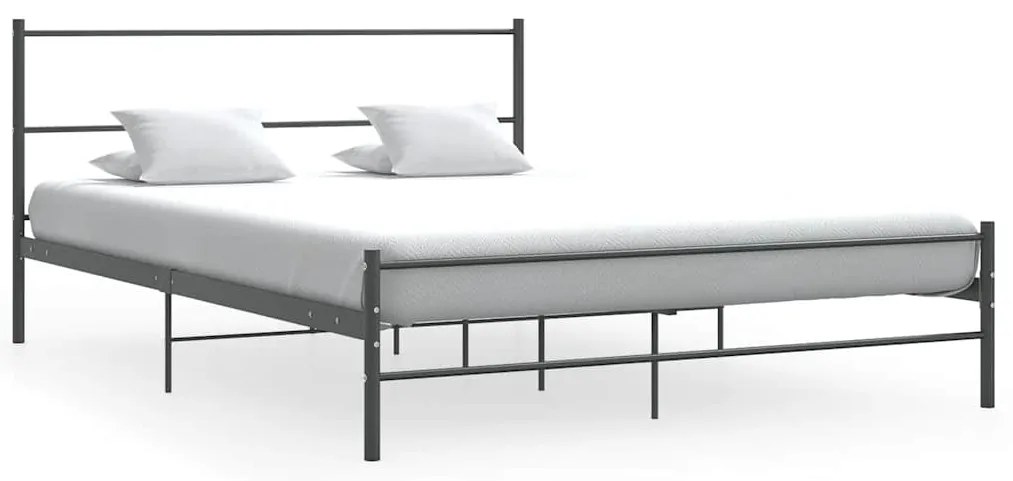 vidaXL Cadru de pat fără saltea, gri, 140 x 200 cm, metal