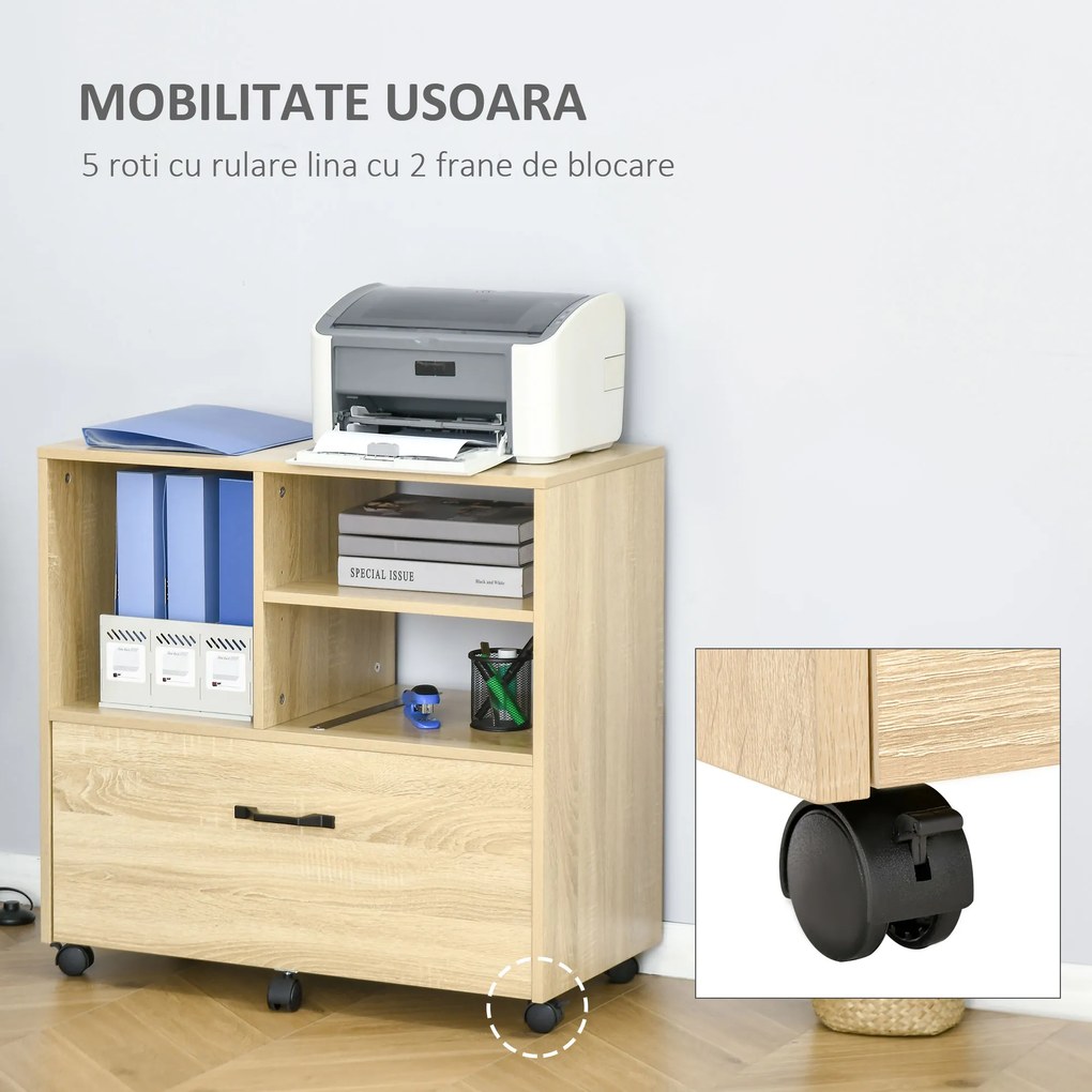 Vinsetto Mobilier Birou din Lemn cu Suport pentru Imprimantă, Design Elegant și Modern, Ideal pentru Birou Acasă | Aosom Romania