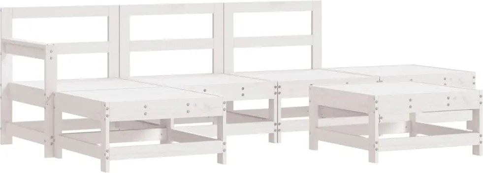vidaXL Set mobilier de grădină, 6 piese, alb, lemn masiv pin