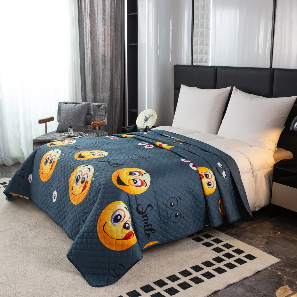 Cuvertura pentru pat FUNNY EMOJI gri Dimensiune: 170 x 210 cm