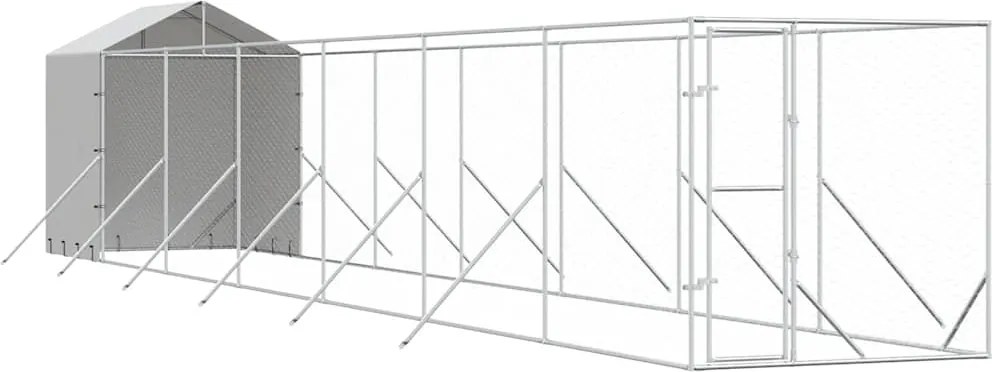 vidaXL Padoc exterior cu acoperiș argintiu 2x14x2,5 m oțel galvanizat