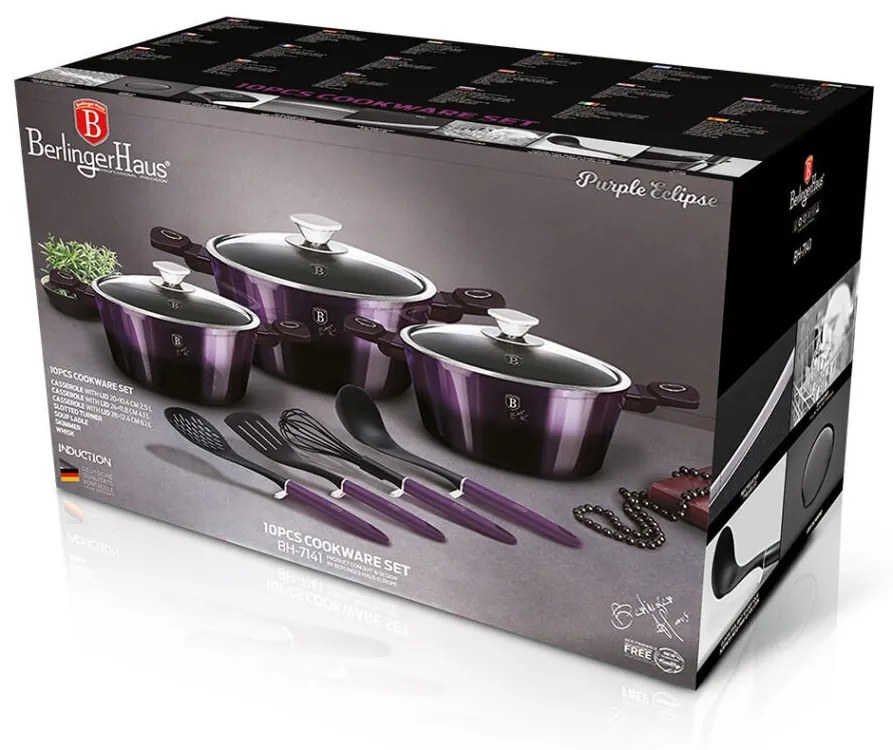 Set oale marmorate cu capace 10 piese Purple Eclipse Berlinger Haus BH 7141