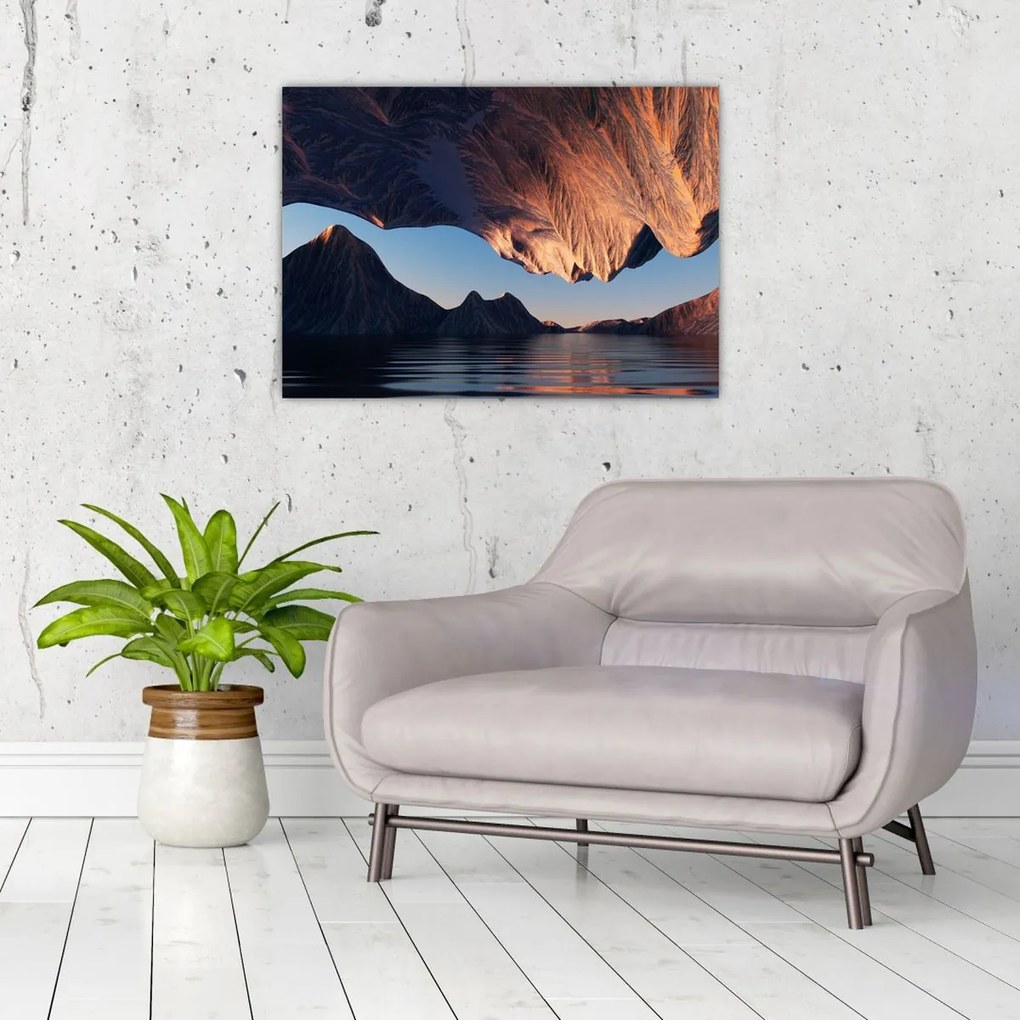 Tablou pe sticlă - Faleze 3D (70x50 cm)