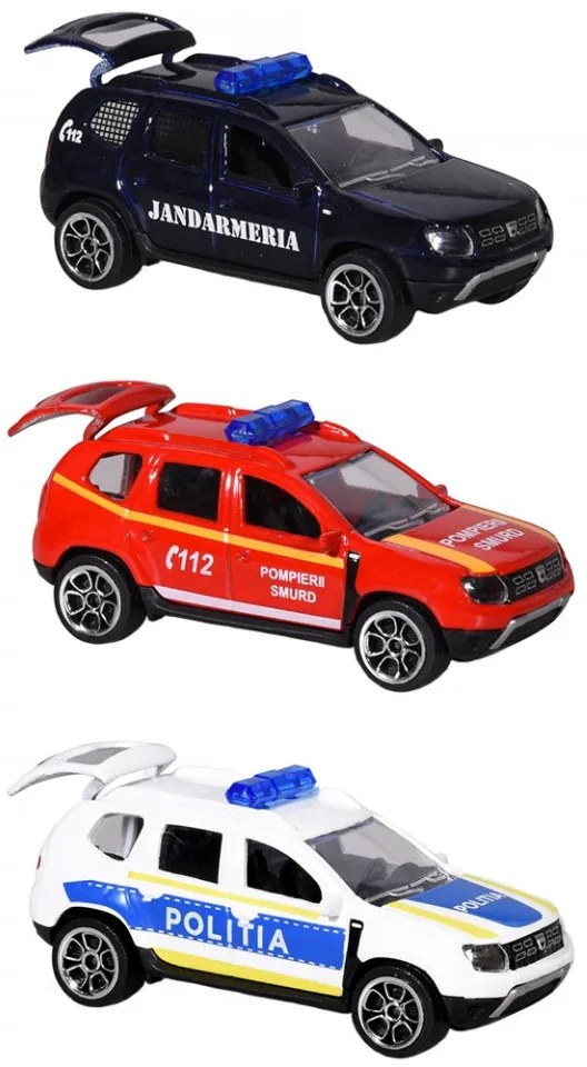 Set majorette dacia duster sos cu masina de jandarmerie, salvare si politie