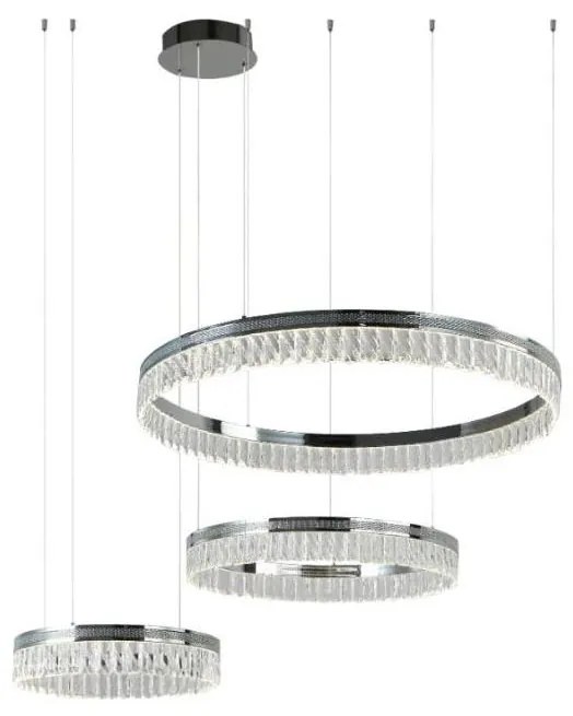 Lustră cu cristale LED THALIA, reglabilă, suspendată pe cablu, 120W/230V 3000-6000K + telecomandă