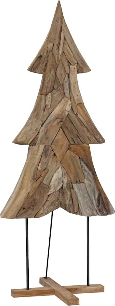 vidaXL Brad de Crăciun cu suport Maro 181,5 cm Lemn masiv de tec