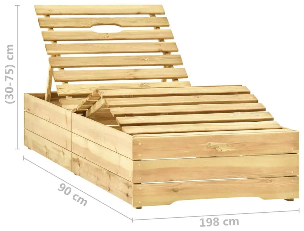 Sezlong de gradina cu masa si perna, lemn de pin tratat 1, verde aprins