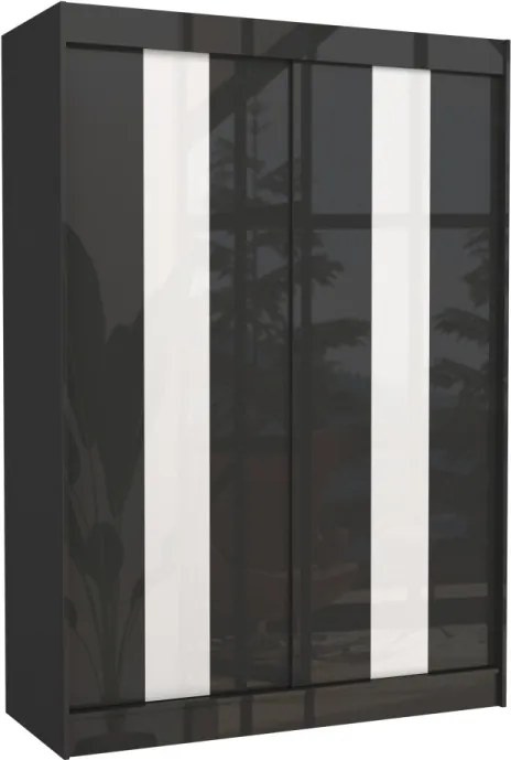 Dulap cu usi glisante 150x215 cm, Karen, ADRK Furniture (Culoare: Negru / Alb Lacobel)