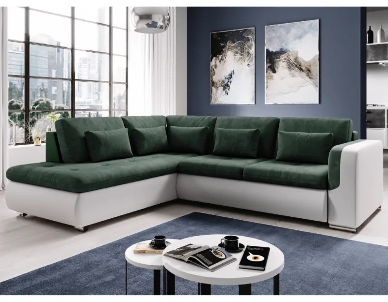 Coltar Living Extensibil FURUD L ROH Alb/Verde Stanga