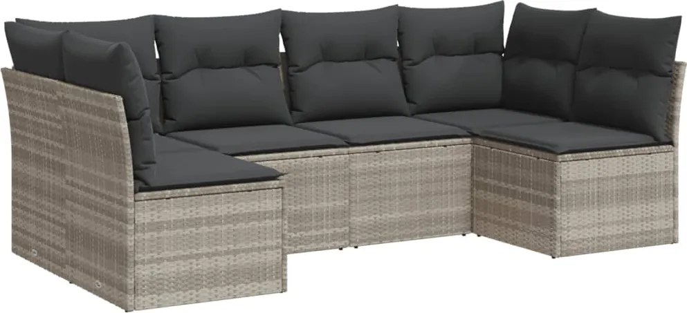 vidaXL Set canapele de grădină cu perne, 6 piese gri deschis poliratan