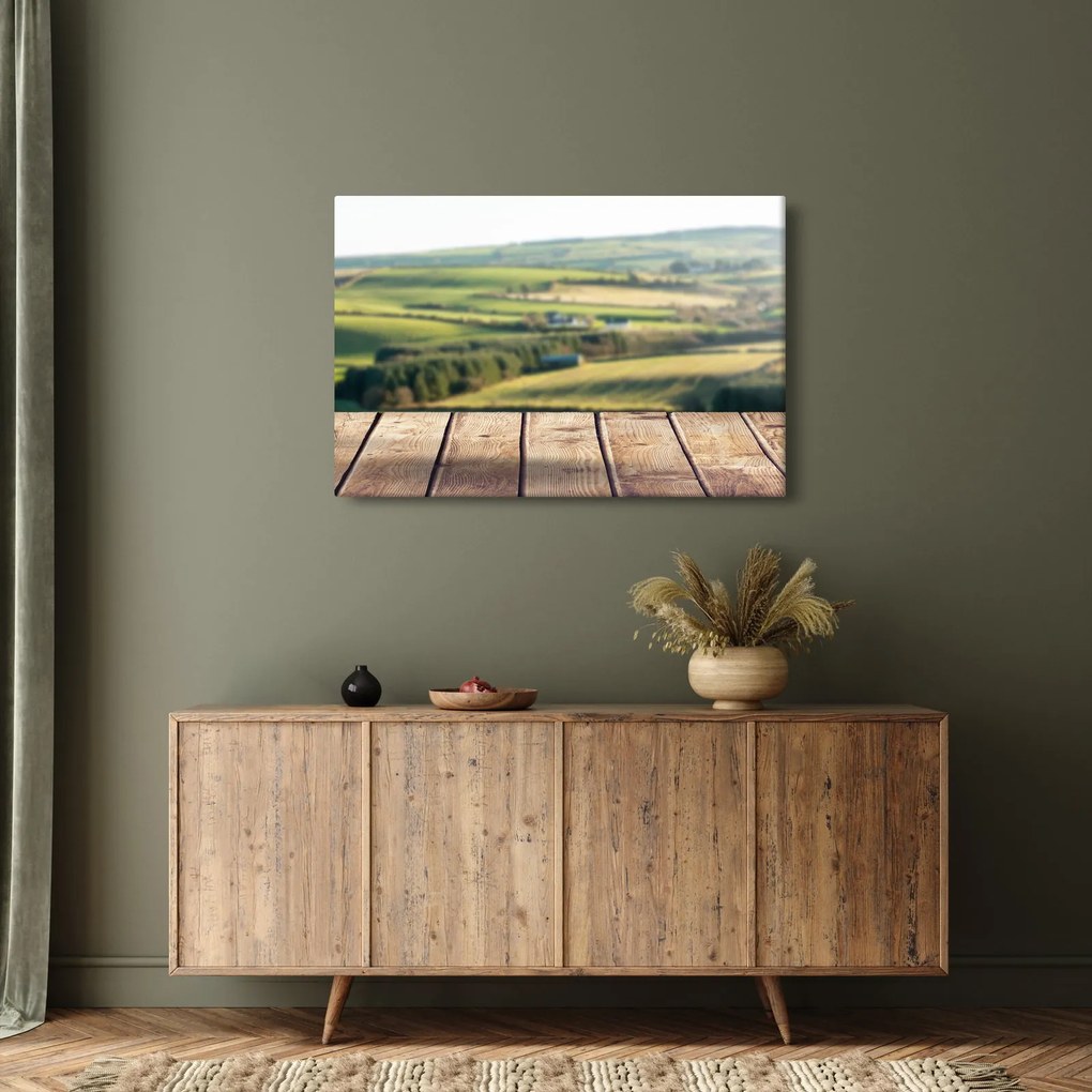 Tablou - Raft din lemn cu peisaj (90x60 cm)