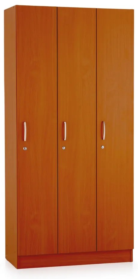 Dulap din lemn Visio - 3 compartimente, 90 x 42 x 190 cm, cireș