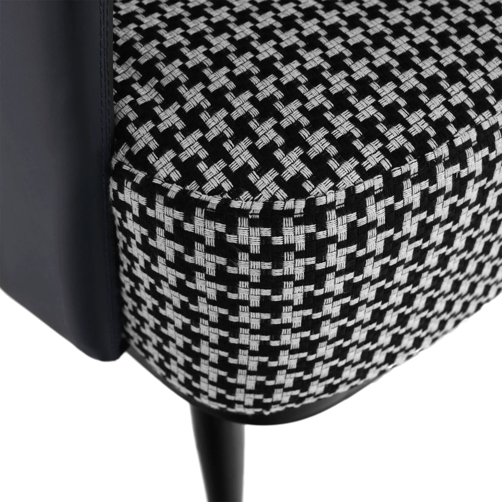 Fotoliu design, model alb-negru/ piele ecologică albastru închis, EMREN