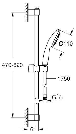 Set baterii lavoar dus Grohe BauEdge si dus cu bara Tempesta crom lucios