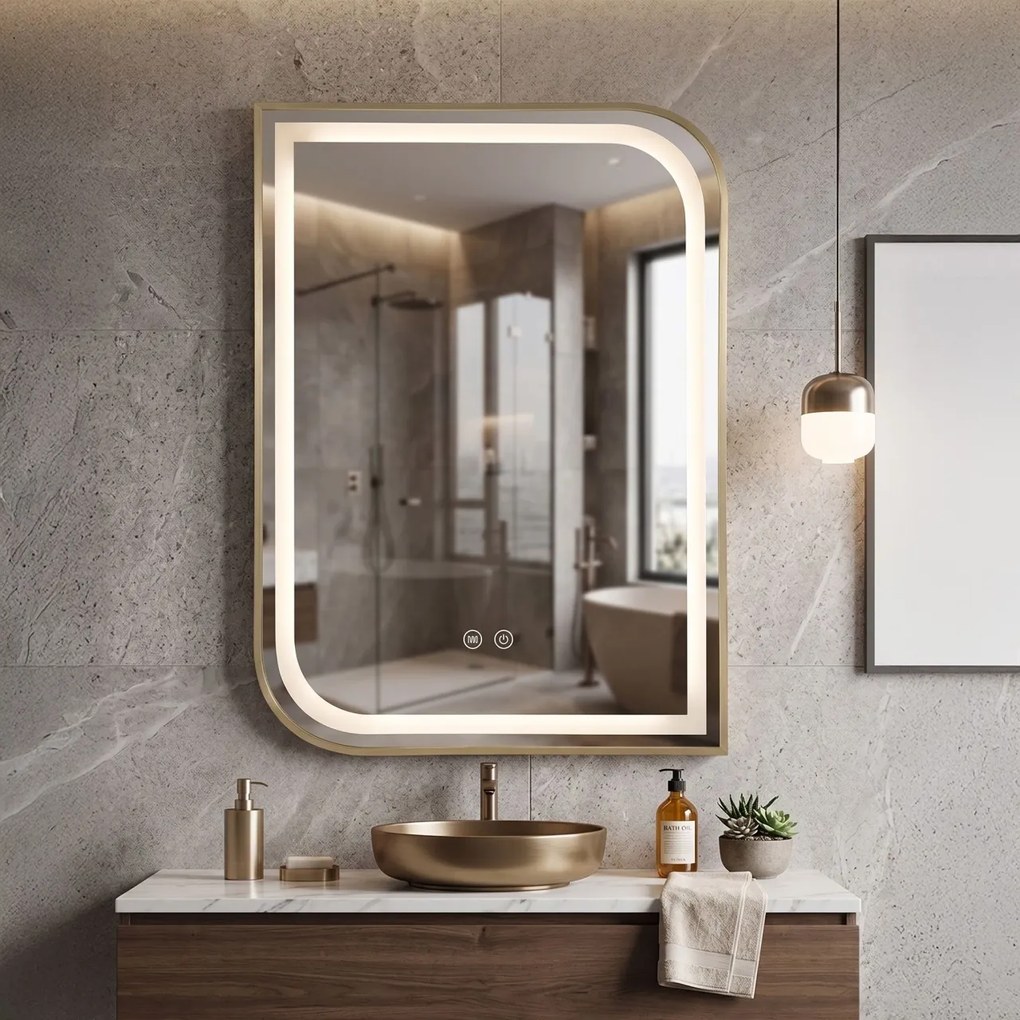 Oglindă LED ZONE 80X60 GOLD BRUSH