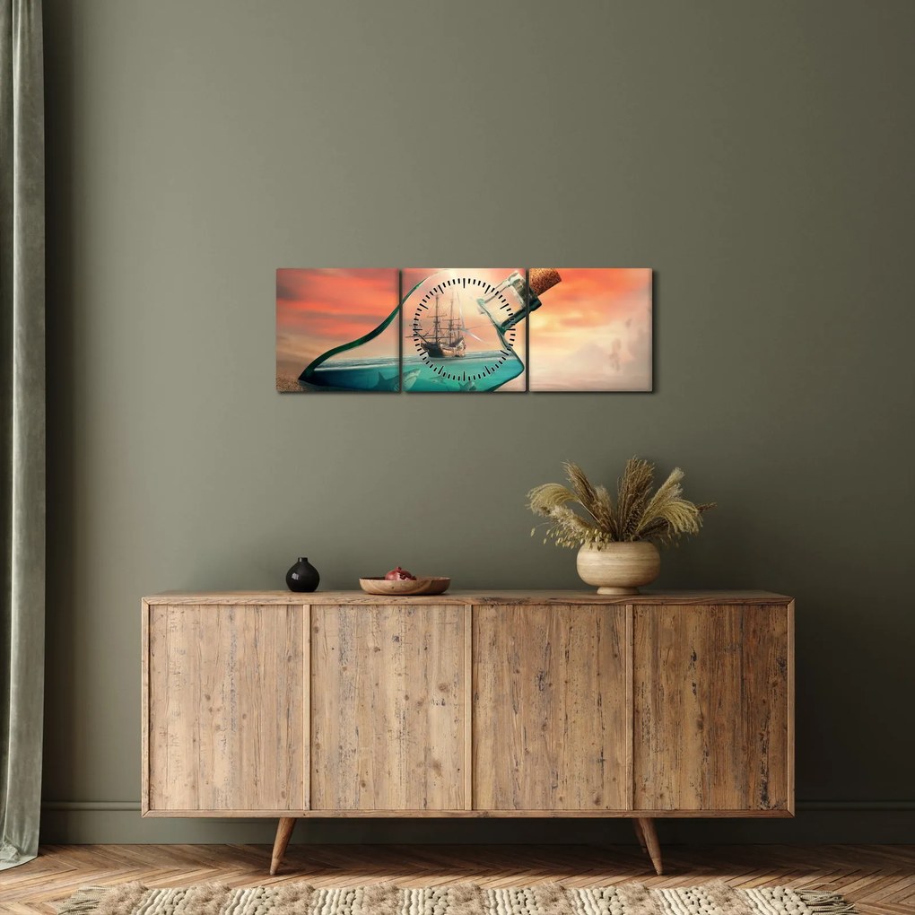 Tablou - Viața in sticla (cu ceas) (90x30 cm)