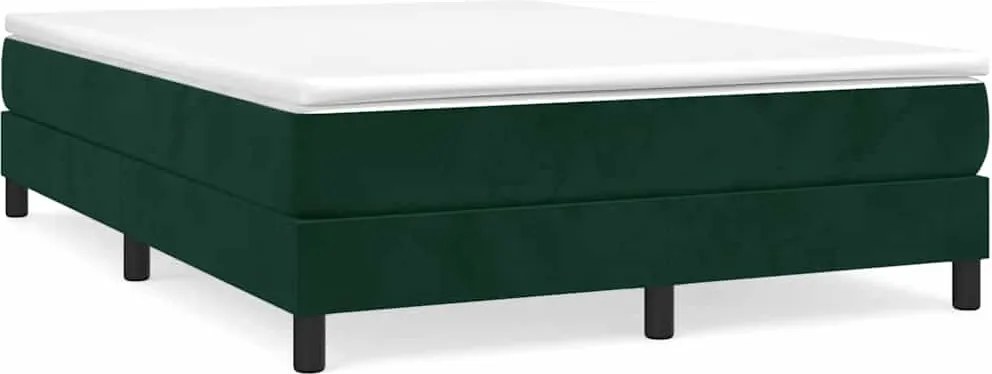 vidaXL Pat box spring cu saltea, verde închis, 140x190 cm, catifea
