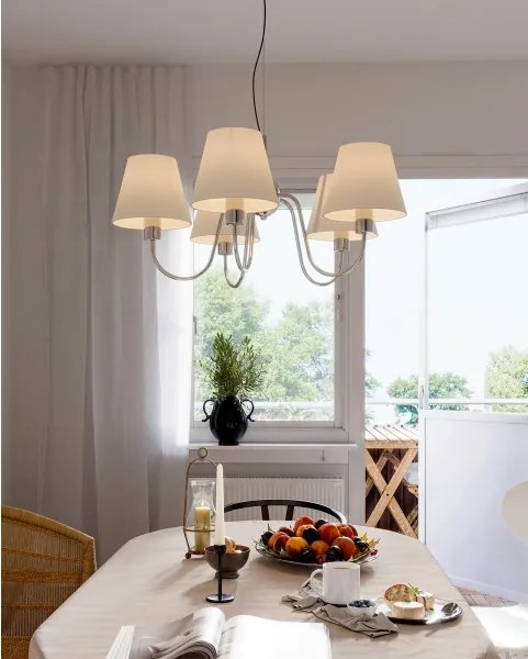 ByRydens 4202720-6510 - Lustră pe cablu LYNF 5xE14/8W/230V crom/alb