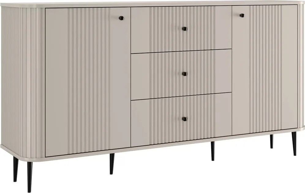 Comodă cu sertare Vesper 160 cm pe picioare - cașmir / picioare negre