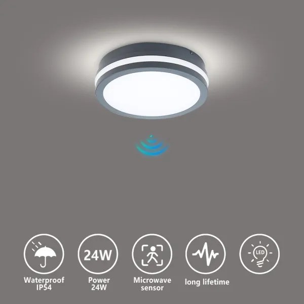Brilagi - Aplica LED de exterior cu senzor BENE LED/18W/230V Ø22 cm IP54