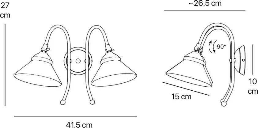 Aplica de perete stil clasic italian din alama Fiordo