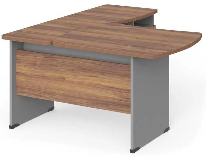 Statie de lucru de colt Manager 140 x 160 cm, dreapta, nuca warmia / gri