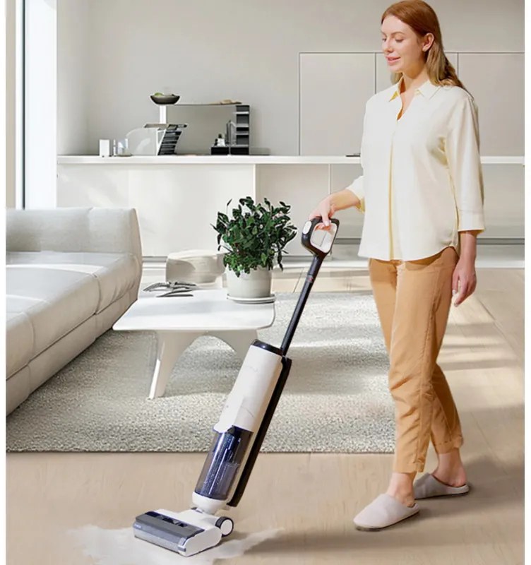 Aspirator vertical Tineco iFloor 5 Breeze, 190W, 30 ml/min, 0.8 L apa murdara/0.7 L apa curata, Uscare cu perie, Alb/Gri
