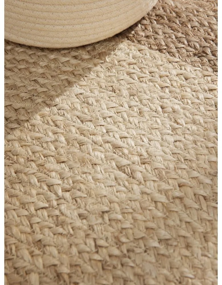 Covor grej reversibil, țesut manual rotund din iută ø 100 cm Jutta Greige – Hanse Home