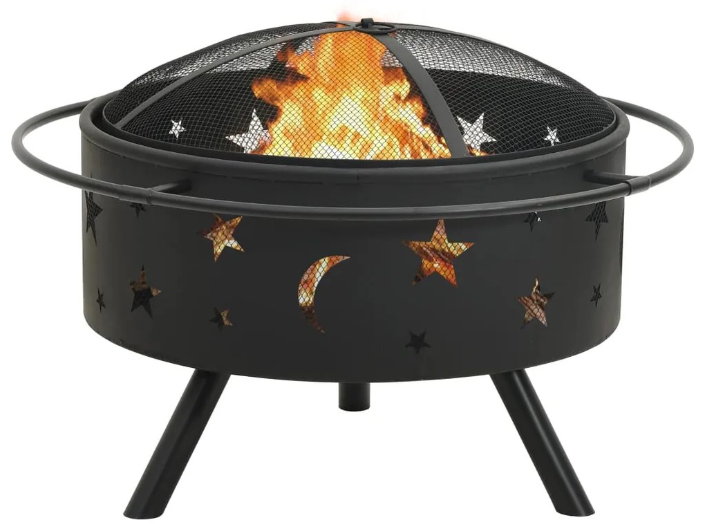 311892 vidaXL Vatră de foc cu vătrai, 76 cm, oțel, XXL