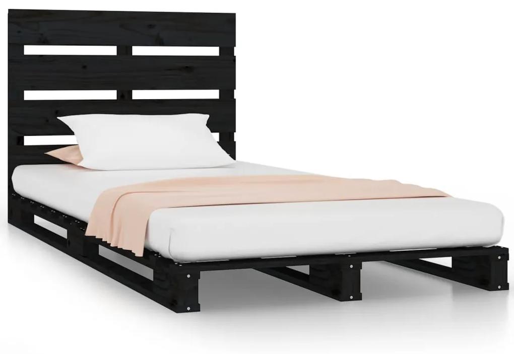 3120126 vidaXL Cadru de pat, negru, 100x200 cm, lemn masiv de pin