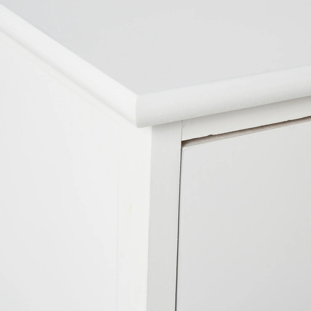 HOMCOM Set Noptiera cu 2 piese din Lemn cu Sertar si Dulap Design Retrò, 35x30x49cm Culoarea Alba | AOSOM.ro