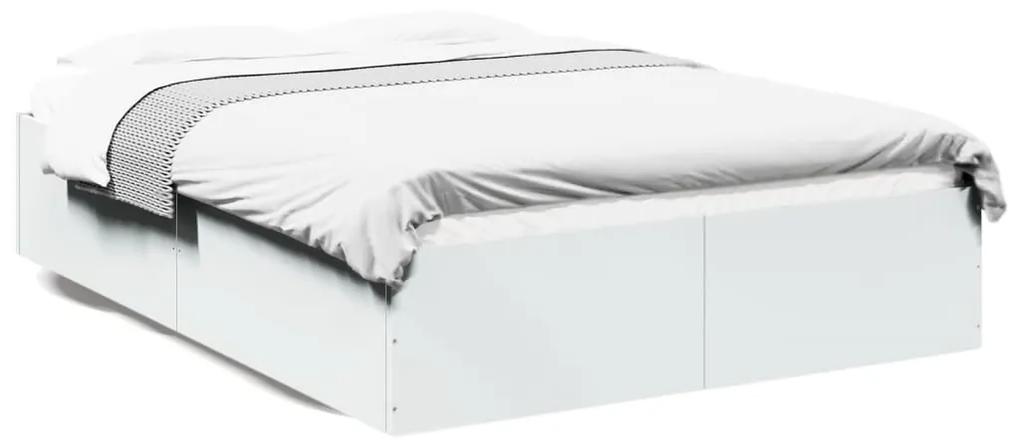 3281035 vidaXL Cadru de pat, alb ,135x190 cm, lemn prelucrat