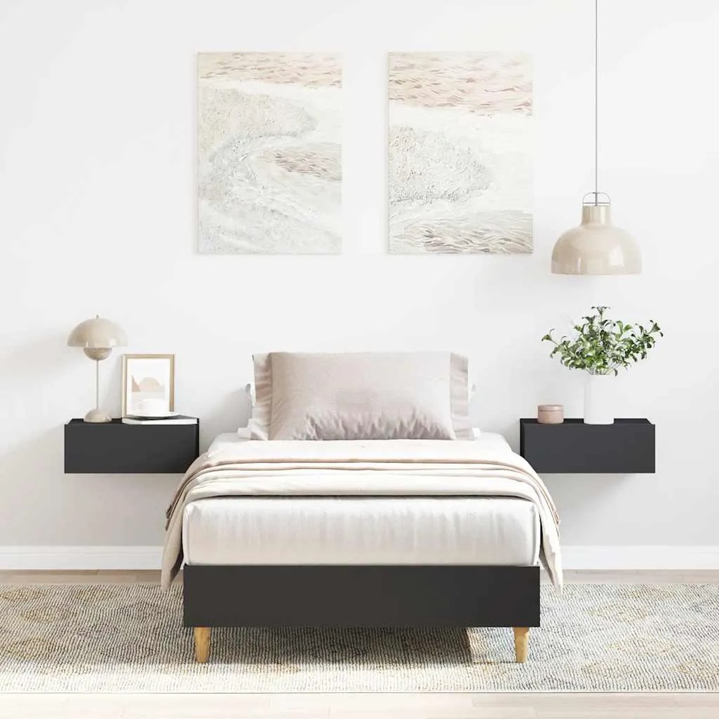 vidaXL Cadru de pat fără saltea, negru, 90x190 cm, lemn prelucrat