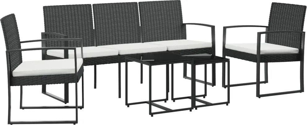 vidaXL Set mobilier de grădină cu perne, 5 piese, negru, PP ratan