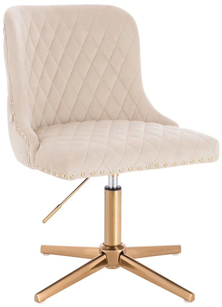 HR940CROSS Scaun Crem din Catifea cu Bază Aurie