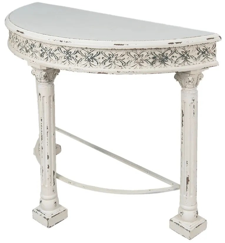 Consola alba, din lemn, aspect vintage, Clarette
