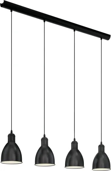 Eglo 55244 - Candelabru suspendat pe cablu PRIDDY 4xE27/60W/230V negru