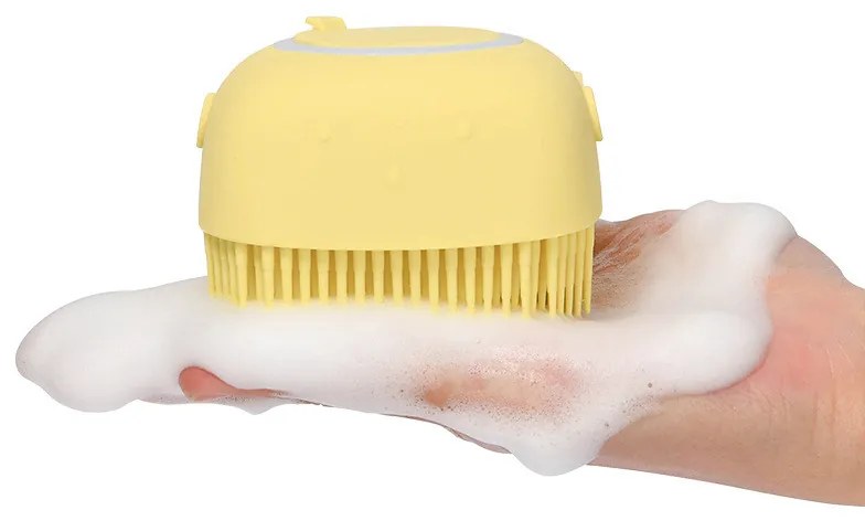Perie de silicon cu dozator de sampon pentru spalat animale de companie