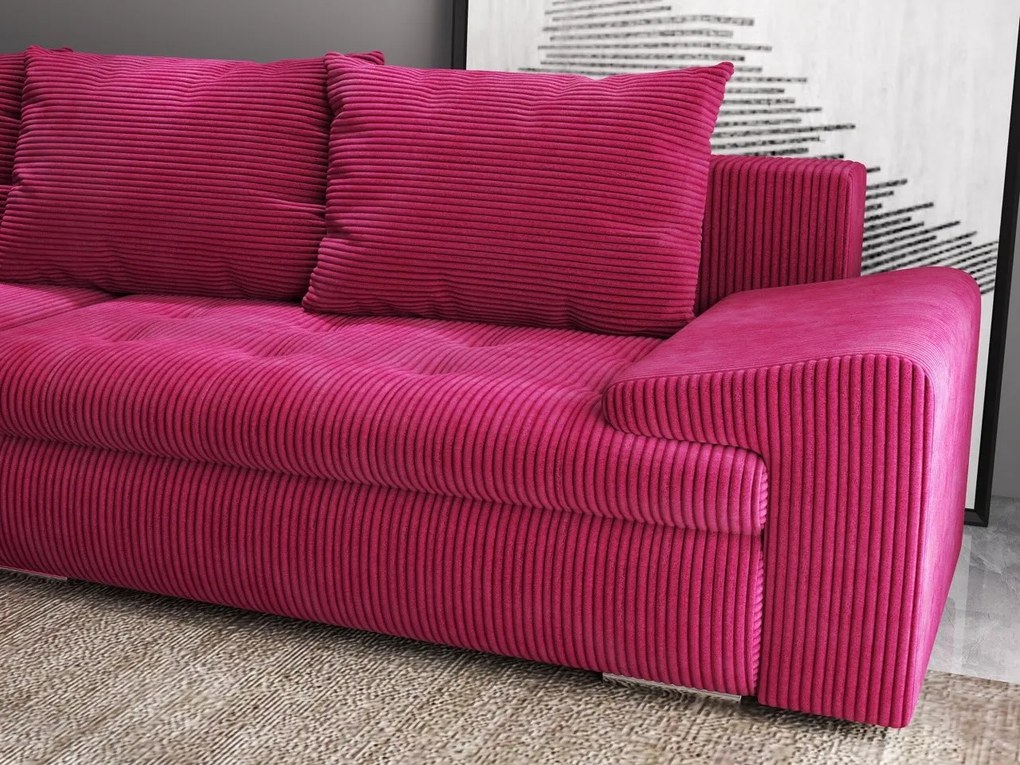 Colțar extensibil dumonde cu ladă de depozitare si sezut confortabil din spuma high-density, Leonardo Zoom Rosu 260x185 cm