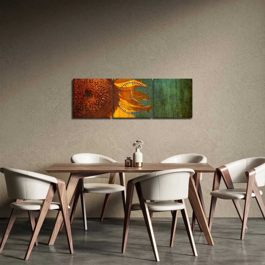 Tablou - Floarea soarelui (cu ceas) (90x30 cm)