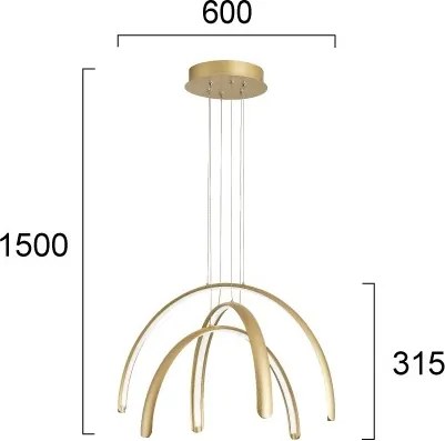 Candelabru LED suspendat pe cablu MEGAN LED/41W/230V auriu