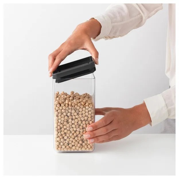 Borcan pentru depozitare Brabantia Tasty+ 1001172, 1,6 l, Transparent/ Gri închis
