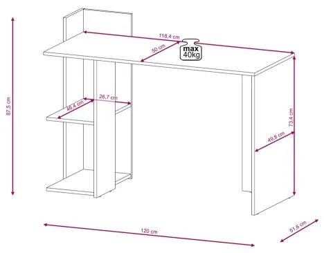 Birou MARLO stejar artisan/alb