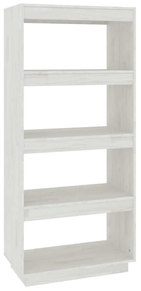 810870 vidaXL Bibliotecă/Separator cameră, alb, 60x35x135 cm, lemn masiv pin