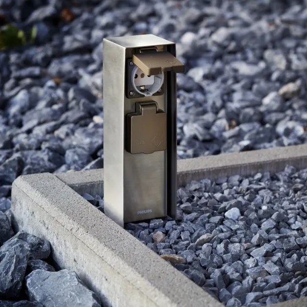 Philips 17108/47/16 - Stâlp exterior cu prize MYGARDEN ROCK 230V